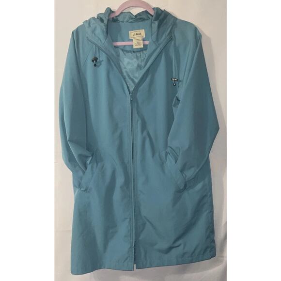 L.L. Bean Women's Windbreaker Rain Windbreaker Jacket Size M Blue Hood - Picture 1 of 7
